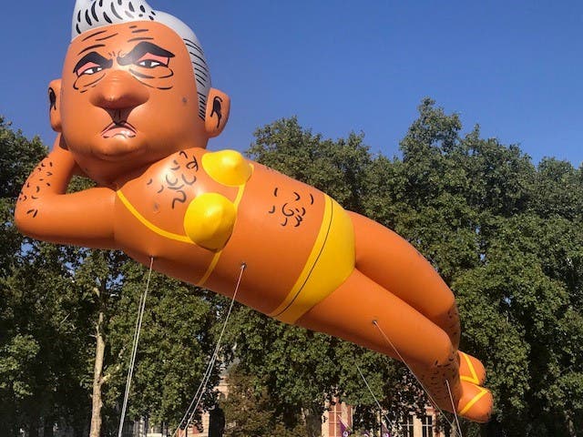 The anti-Khan campaign was launched following the giant Donald Trump baby balloon flown by protesters during the president's visit in July. (Al Arabiya)
