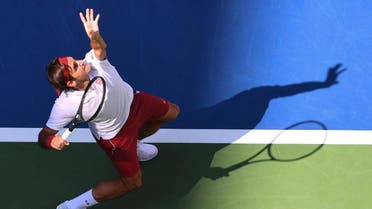 Roger Federer hits to Nick Kyrgios in a third round US Open match. (Reuters)