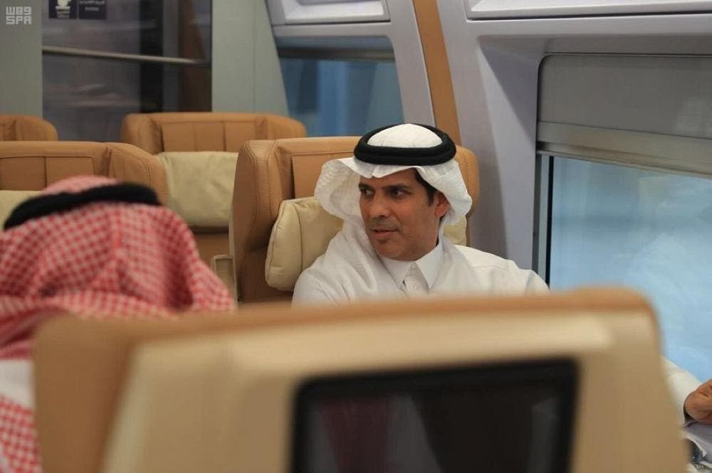 Saudi Minister of Transport travelled traveled on board the train between the Makkah and Jeddah. (SPA)