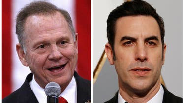 Roy Moore (L) and Sacha Baron Cohen in this combination photo in Alabama, on December 11, 2017 and in California on February 28, 2016 respectively. (Reuters)