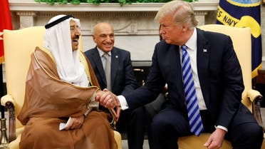 US President Donald Trump meets Kuwait’s Emir Sabah al-Ahmad al-Jaber al-Sabah at the White House in Washington, on September 5, 2018. (Reuters)
