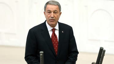 Turkey's newly appointed National Defence Minister Hulusi Akar swears in at the Grand National Assembly of Turkey (TBMM) in Ankara, Turkey on July 10, 2018. 