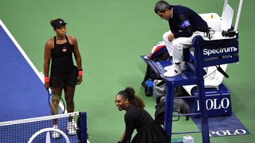 Williams was cited by Carlos Ramos three times Saturday during her 6-2, 6-4 loss to Naomi Osaka. (Reuters)
