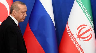 REFILE - ADDING INFORMATION Turkish President Tayyip Erdogan arrives for a news conference with President Hassan Rouhani of Iran and Vladimir Putin of Russia following their meeting in Tehran, Iran September 7, 2018. Kirill Kudryavtsev/Pool via REUTERS