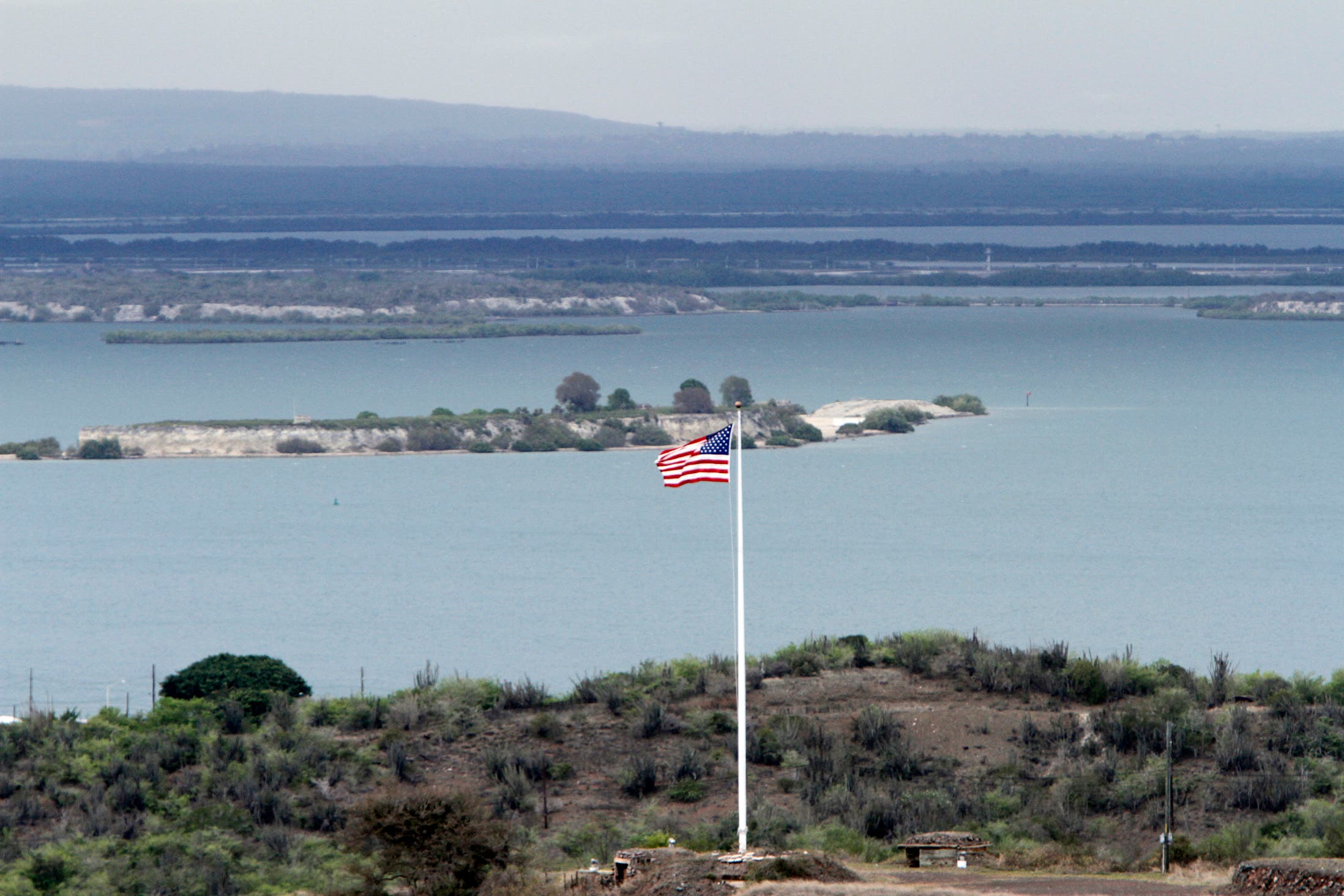A view of Hospital Cay, Guantanamo Bay, Cuba during the arraignment of Khalid Sheikh Mohammed, and four co-defendants on May 5, 2012. (AP)
