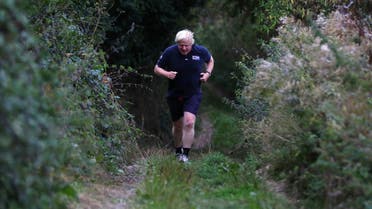 Boris Johnson jogs near his home in Oxfordshire on September 11, 2018. (Reuters)