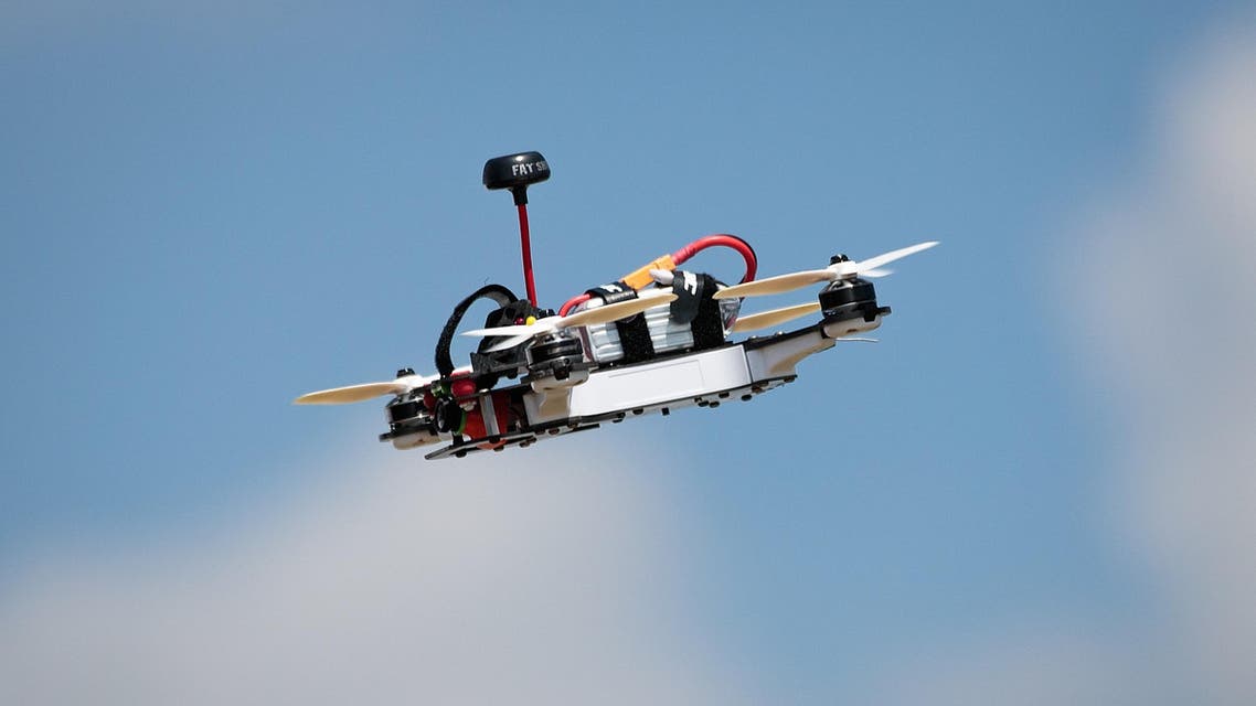 A drone flies through the sky during practice day at the National Drone Racing Championships in New York on August 5, 2016. (File photo: AFP)