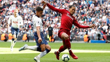 Tottenham’s Erik Lamela in action with Liverpool’s Virgil van Dijk at Wembley on September 15, 2018.( Reuters)