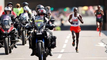  Kenya’s Eliud Kipchoge in action during the men’s race at the London Marathon on April 22, 2018. (Reuters)