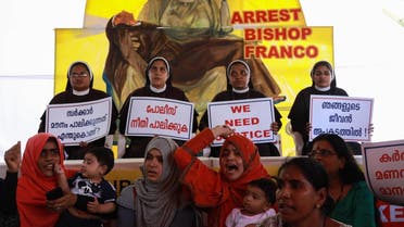 Indian Christian nuns and Muslim supporters protest as they demand the arrest of Bishop Franco Mulakkal, who is accused of raping a nun, outside the High Court in Kochi in the southern state of Kerala on September 13, 2018. (AFP)