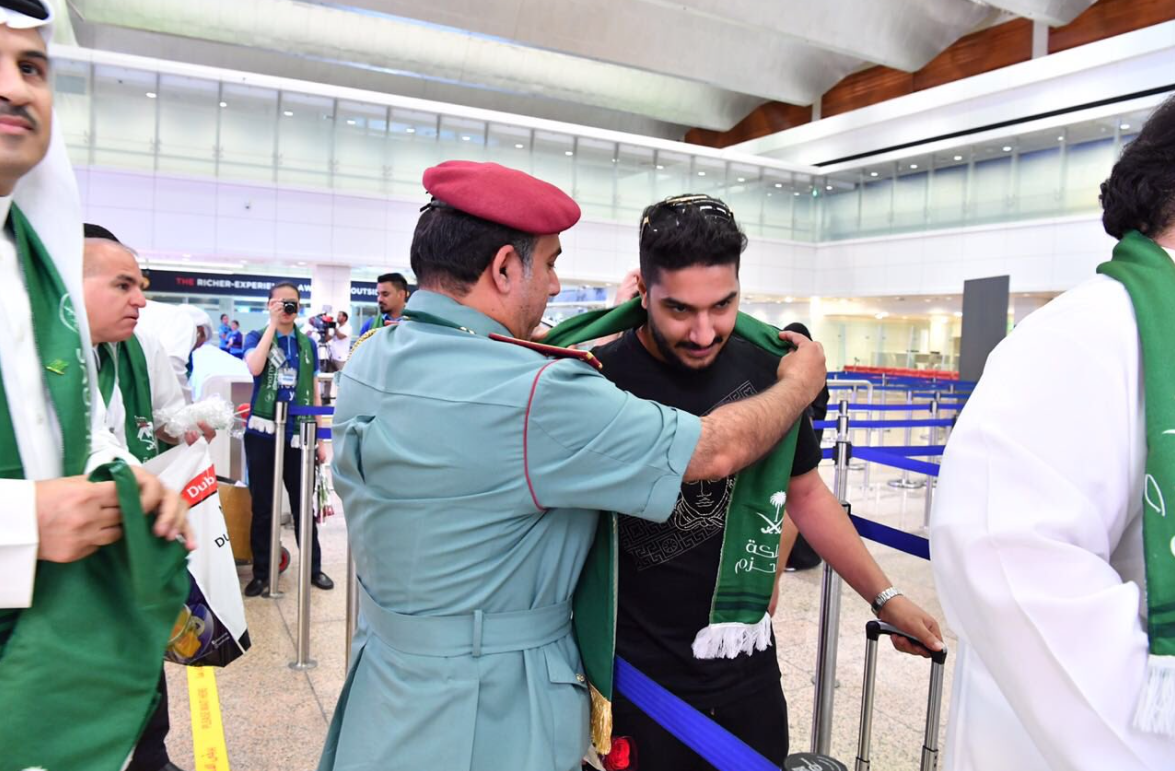 UAE celebrating Saudi national day at dubai airport. (GDRFA via Twitter)
