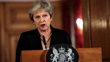 British Prime Minister Theresa May makes a statement on Brexit negotiations with the European Union, at 10 Downing Street, in London, Friday, Sept. 21, 2018. (AP)