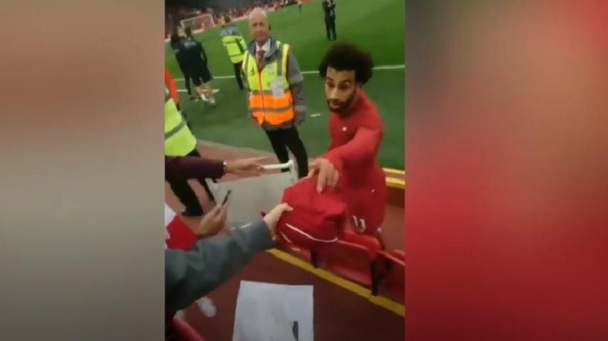 Liverpool fan in tears after Mohamed Salah hands him his jersey