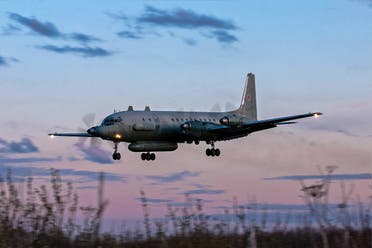 A photo taken on July 23, 2006 shows an Russian IL-20M (Ilyushin 20m) plane landing at an unknown location. Russia blamed Israel on September 18, 2018 for the loss of a military IL-20M jet to Syrian fire, which killed all 15 servicemen on board (AFP)