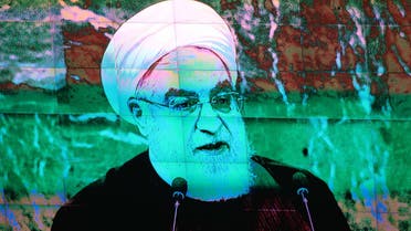 Iran's President Hassan Rouhani is shown on a large screen as he addresses the 73rd session of the United Nations General Assembly at U.N. headquarters in New York, U.S., September 25, 2018. (Reuters)