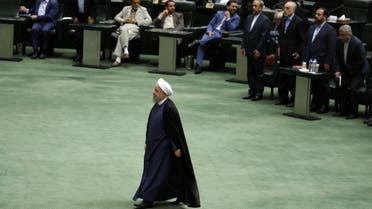 President Hassan Rouhani arrives at the Iranian Parliament in the capital Tehran, on August 28, 2018. It was the first time Rouhani had been summoned by parliament in his five years in power, with MPs demanding answers on unemployment, rising prices and the collapsing value of the rial, which has lost more than half its value since April.