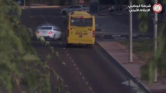 WATCH: Abu Dhabi police footage shows reckless driver almost hitting school bus