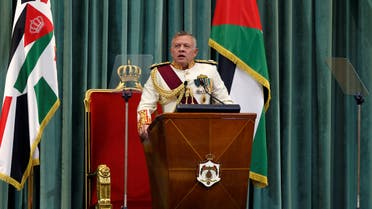 Jordan's King Abdullah speaks during the opening of the third ordinary session of the 18th Parliament in Amman, Jordan October 14, 2018. REUTERS/Muhammad Hamed
