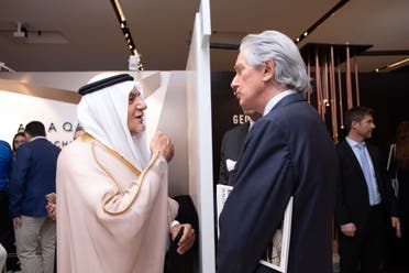 Prince Turki al-Faisal and French Ambassador to Saudi Arabia François Gouyette enjoy a conversation on the sidelines of the openings day Saudi Design Week. (Photo: Abdulmajeed Alrowdan)