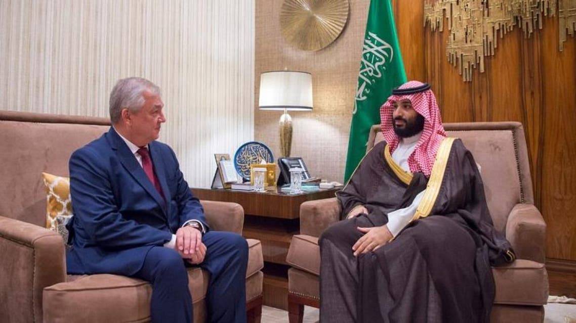 Saudi Crown Prince with Russian envoy to Syria. (SPA)