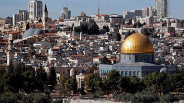 A general view of the city of Jerusalem shows the Dome of the Rock mosque (C) on December 4, 2017. 