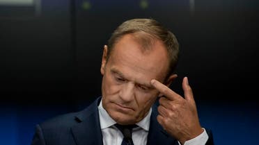 European Council President Donald Tusk delivers a statement during a joint news conference. (AP)
