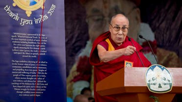 Tibetan spiritual leader the Dalai Lama speaks at an event marking the beginning of the 60th year of the spiritual leader’s exile in India, in Dharmsala, on March 31, 2018. (AP)