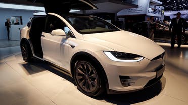 The Tesla Model X is seen on the second press day of the Paris auto show, in Paris, France. (Reuters)