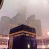 The Kaaba, the cubic shaped structure that Muslims regard as the house of God, has been itself covered with rainwater. (Supplied)