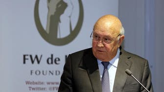 South Africa’s last apartheid era president FW de Klerk hospitalized