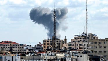 This picture taken on October 27, 2018 shows a smoke plume rising following Israeli bombardment in Gaza City. (AFP)