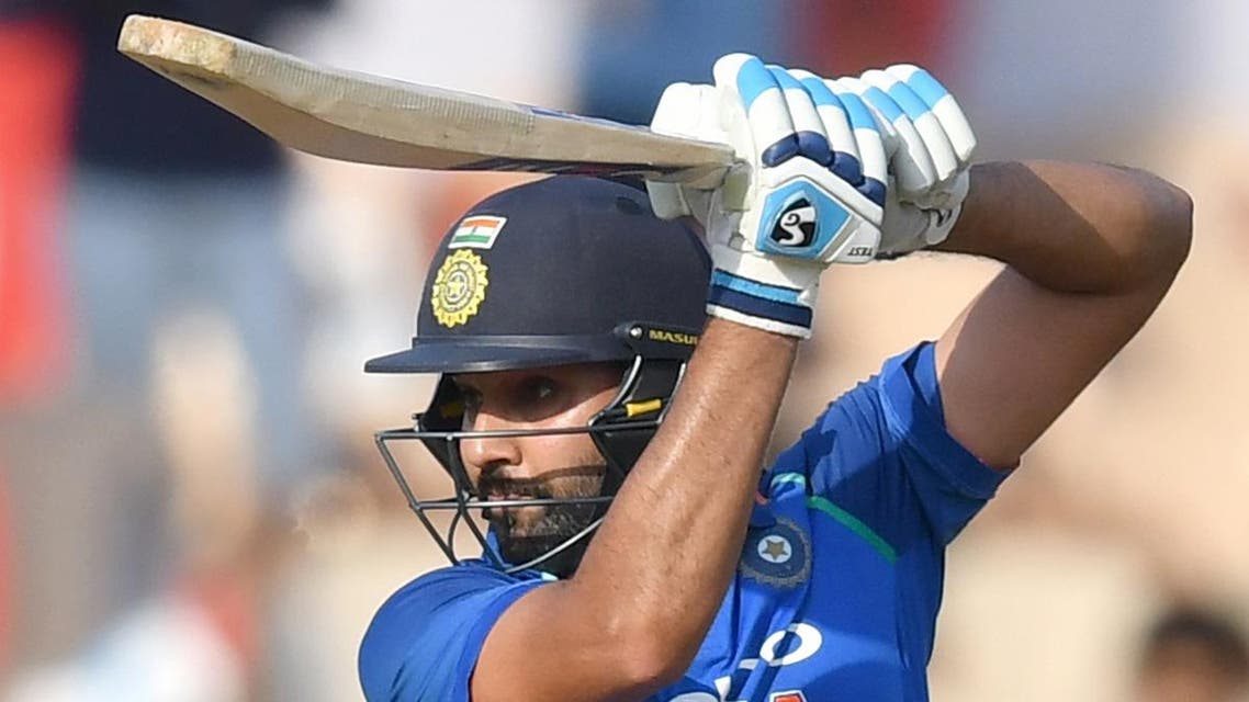 Rohit Sharma plays a shot during the fourth ODI match between India and West Indies at the Brabourne Stadium in Mumbai on October 29, 2018. (AFP)
