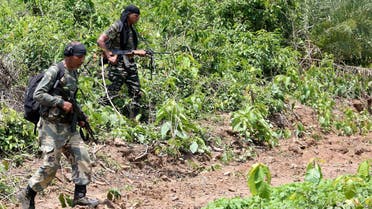 Military personnel patrolling in a forest in operations against Maoist rebels in West Singhbhum district of Jharkhand on May 9, 2018. (AFP)