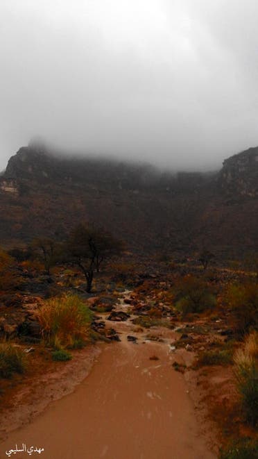 Rainfall over Saudi Arabia’s Najran: Foggy mountaintops and flooded valleys