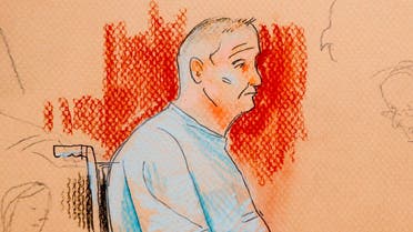 Courtroom sketch depicts Robert Gregory Bowers, who was wounded in a gun battle with police as he appeared in a wheelchair at federal court. (AP)