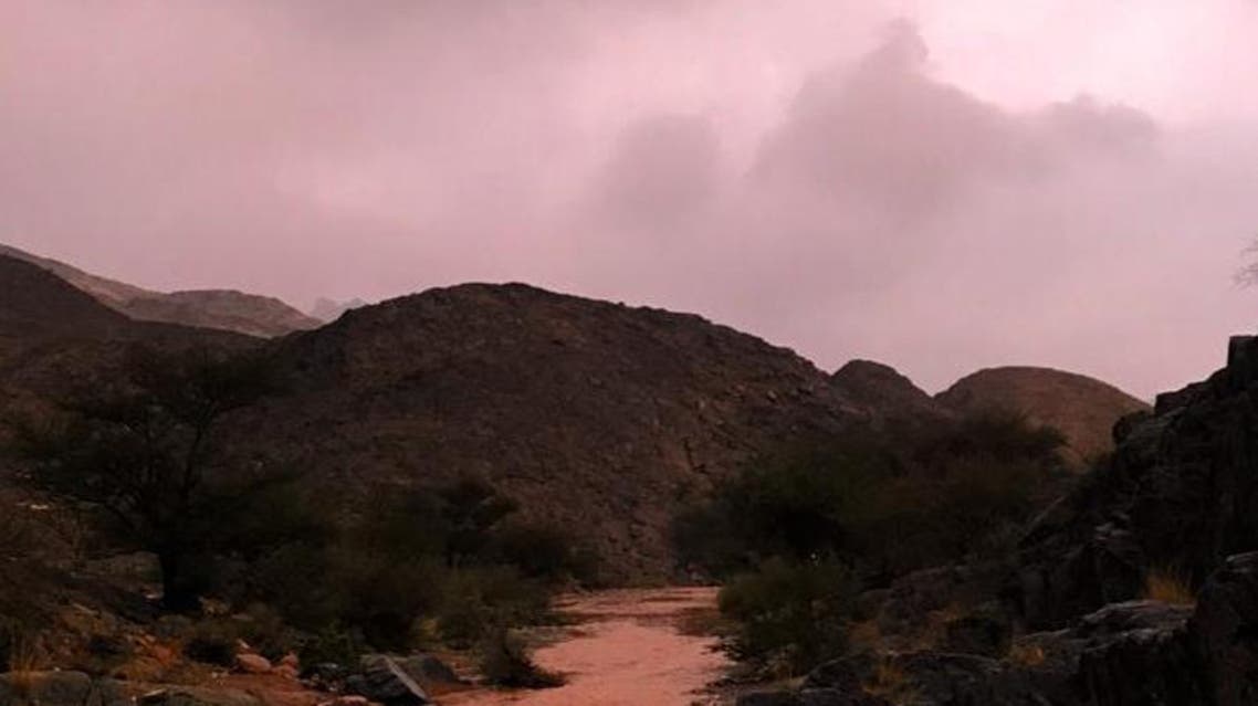 Rainfall over Saudi Arabia’s Najran: Foggy mountaintops and flooded valleys