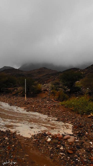Rainfall over Saudi Arabia’s Najran: Foggy mountaintops and flooded valleys