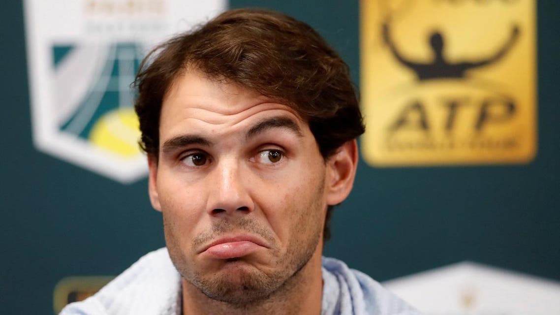 Rafael Nadal during a press conference after withdrawing from the tournament. (Reuters)