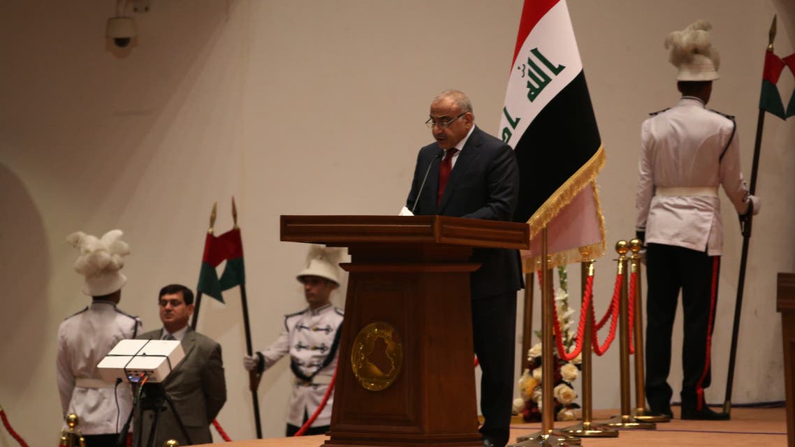 Adel Abdul Mahdi, the new prime minister, addresses the Iraqi parliament during the vote on the new government, October 24, 3018 in Baghdad. The Iraqi parliament on Thursday approved 14 new cabinet ministers proposed by prime minister-designate Adel Abdel Mahdi, even as key portfolios such as defence and interior affairs remain unassigned, an official said. A total of 220 lawmakers out of 329 elected in May to a deeply divided parliamant, approved Mahdi's 14 picks, including for the ministries of foreign affairs, finances, and petroleum.