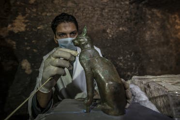 Egypt bronze ancient sitting cat statue (AFP)