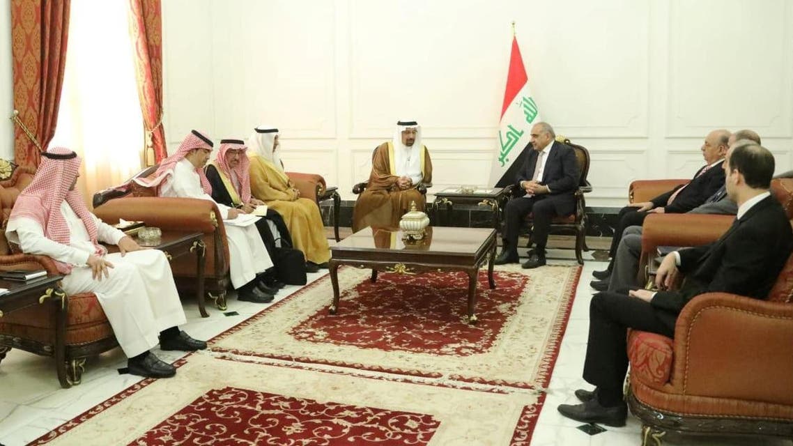 Iraq’s Prime Minister Adel Abdul Mahdi meets with Saudi Arabian Energy Minister Khalid al-Falih in Baghdad, on November 10, 2018. (Reuters)