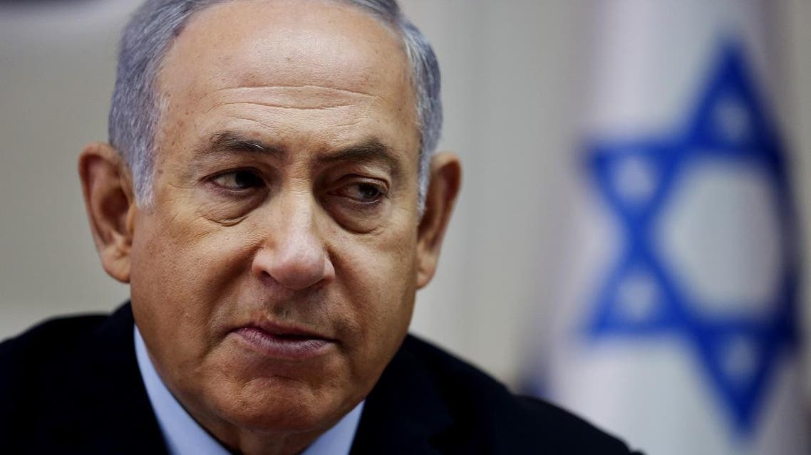 Israeli Prime Minister Benjamin Netanyahu attends the weekly cabinet meeting at his office in Jerusalem. (AFP)