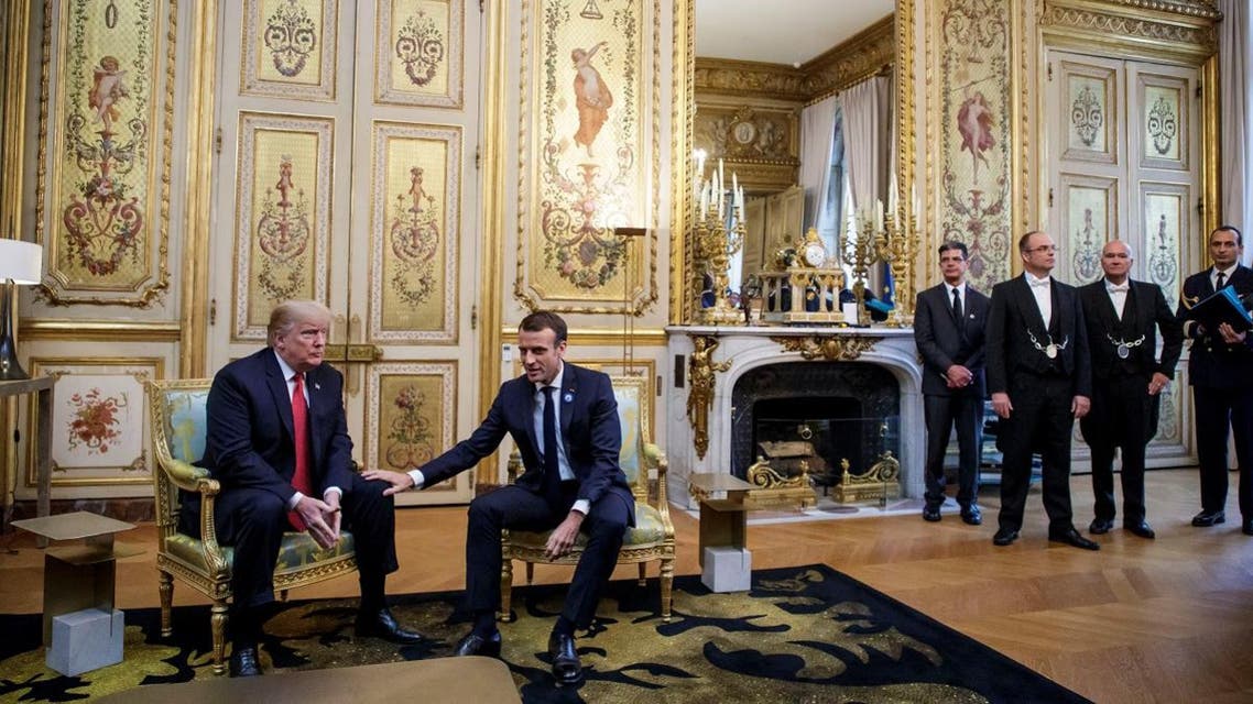 Trump and Macron meet at Elysee presidential palace, in Paris. (Reuters)