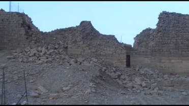 سور مدينة براقش بعد تعرضه للتدمير