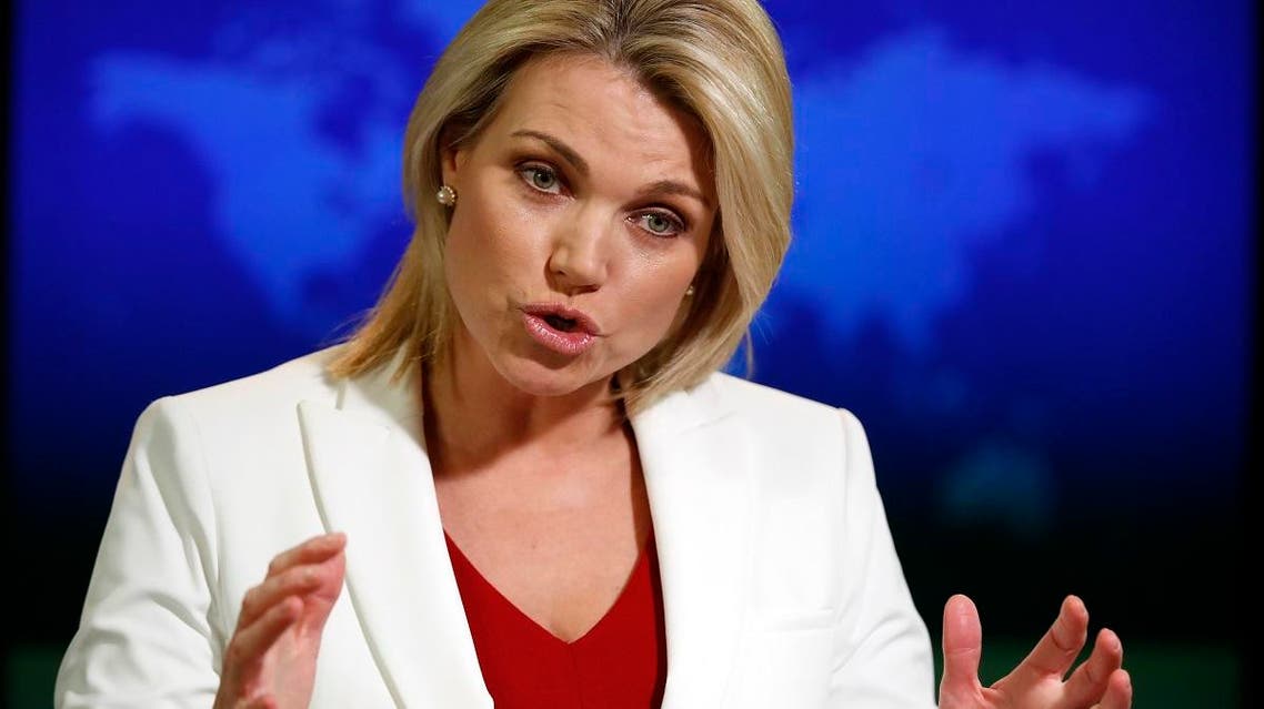 FILE - In this Aug. 9, 2017, file photo, State Department spokeswoman Heather Nauert speaks during a briefing at the State Department in Washington. President Donald Trump says Nauert is “under very serious consideration” to be the next U.S. ambassador to the United Nations. Trump says he will “probably” make a decision on the nomination next week. (AP Photo/Alex Brandon)