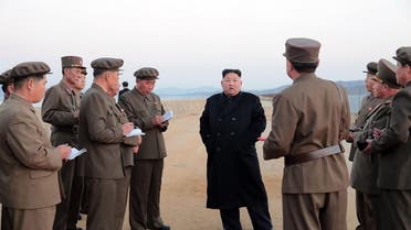 North Korea Kim Jong Un weapon inspection. (AFP)
