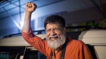 Bangladeshi photographer and activist Shahidul Alam reacts following is release from Dhaka Central Jail, Keraniganj, near Dhaka. (AFP)