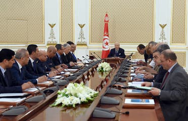 Tunisia's President Beji Caid Essebsi (C) chairs the National Security Council meeting at Carthage Palace in the capital Tunis on June 28, 2015. (AFP)