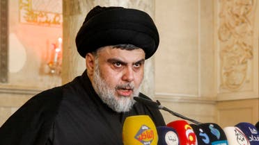 Moqtada al-Sadr addresses his supporters at the grand mosque of Kufa on September 21, 2018. (AFP)