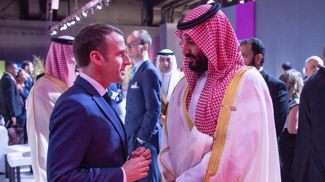 Macron with Saudi crown prince (Supplied)